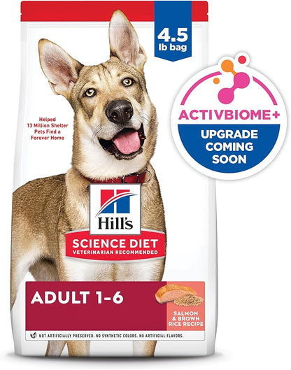 Hill's Science Diet Adult 1-6, Adult 1-6 Premium Nutrition, Dry Dog Food, Salmon & Brown Rice, 4.5 lb Bag