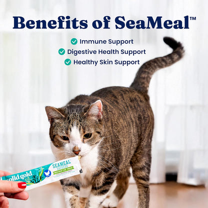 SeaMeal Squeeze Tuna Lickable Cat Treat with Seaweed for Skin, Coat, Digestive & Immune Health - Natural, Holistic, Grain-Free (4 Squeezes)
