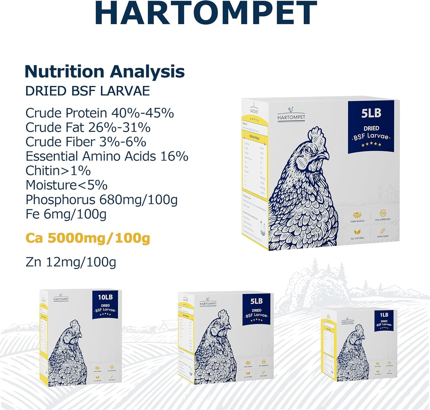 Nutrient-Rich Chicken Feed - 5LB Dried Black Soldier Fly Larvae, 100% Natural, 85X More Calcium Than Mealworms, Ideal for Molting & Laying Hens, Ducks, and Wild Birds, Reptiles and Hedgehogs