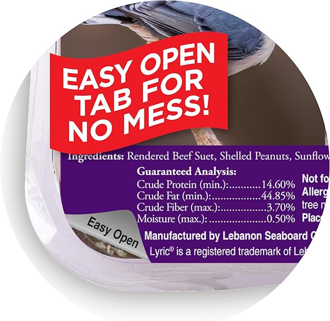 Lyric Delite High Protein Wild Bird Seed Suet Cakes for Wild Birds, 12 oz. (12 Pack)