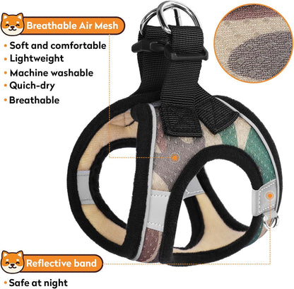 Dog Harness with Leash Set, No-Pull Step-in Reflective Pet Harness with 1 Leash Clips, Adjustable Soft Padded Easy Walk Dog Vest for Small Medium Large Dogs, Cats(Camouflage, Large)