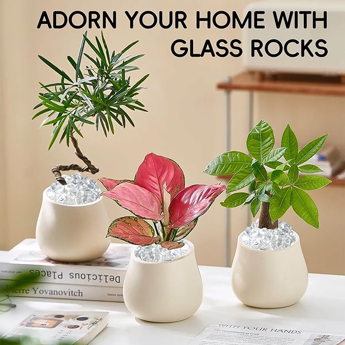 Colorful Glass Stones, 1 LB Fish Tank Gravel, Small Irregular Rainbow Aquarium Gravel for Aquarium Decorations and Turtle Tank , Sea Glass Beads Crystals for Fish Bowl, Vase Filler,Transparent