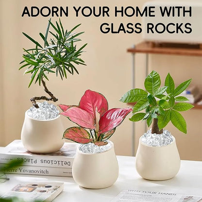 Colorful Glass Stones, 1 LB Fish Tank Gravel, Small Irregular Rainbow Aquarium Gravel for Aquarium Decorations and Turtle Tank , Sea Glass Beads Crystals for Fish Bowl, Vase Filler,Transparent