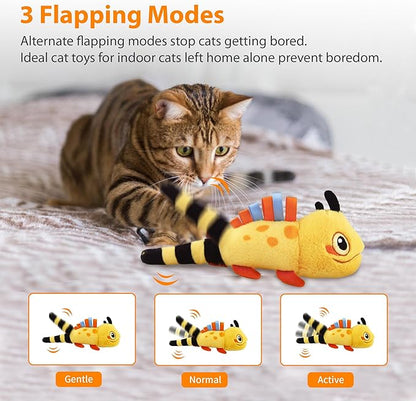 PETGEEK Gigwi Flapping Cat Toys for Indoor Cats, Rechargeable Lifelike Interactive Lizard Cat Toy Tweet, 2 Modes Wagging Tail Catnip Toy, Automatic Cat Toys for Kitten Cats Self Play, Touch Activated