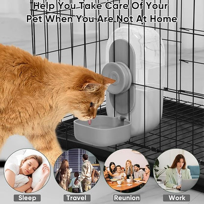 28oz Hanging Automatic Water Dispenser，Rabbit Water Bottle,Bunny Guinea Pig Ferret Water Bowl for Cage,Suitable for Small Animal Puppies(Cage Grid Spacing Over 1.2'') (Gray)