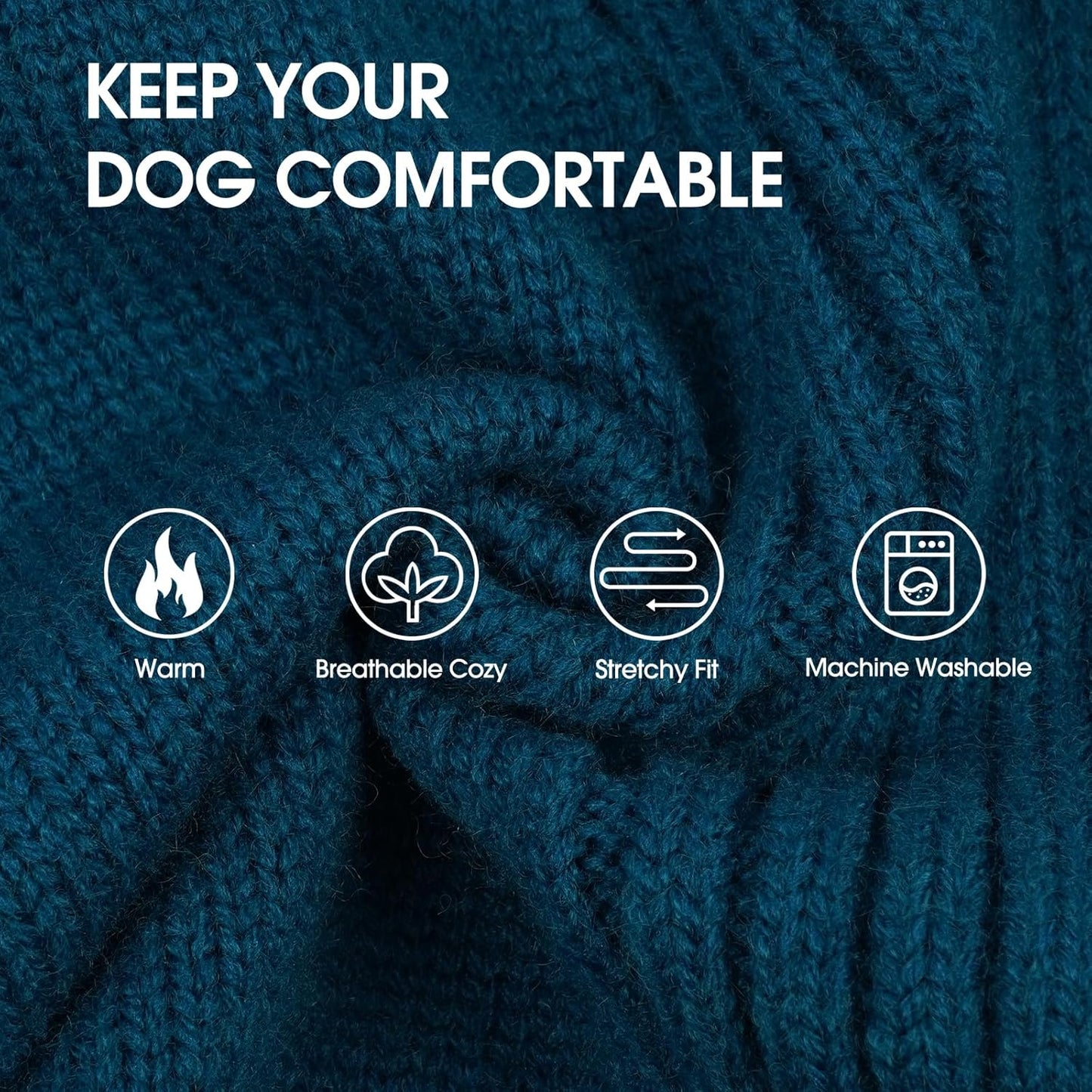 IECOii XXXL Dog Sweater,Warm Dog Sweaters for Extra Large Dogs Girl Boy,Stretchy & Cozy,Turtleneck Knitted Pullover for Pet Wear On Christmas,Easy On Doggy Sweatshirt for Labrador (Peacock Blue,3XL)