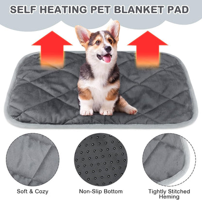 4 Pack Self Heating Cat Pad Self Warming Dog Mat Reflects Body Heat Extra Warm Thermal Pet Pad Washable Dog Cat Bed Crate Bed Mat Blanket(Gray,19 x 27.5 Inch)