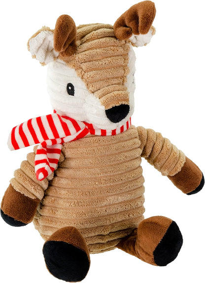 Giftable World Holiday Plush Pet Toy Fun for Christmas Designs with Squeaker Dog Chew Toy (9" Reindeer w/Scarf)