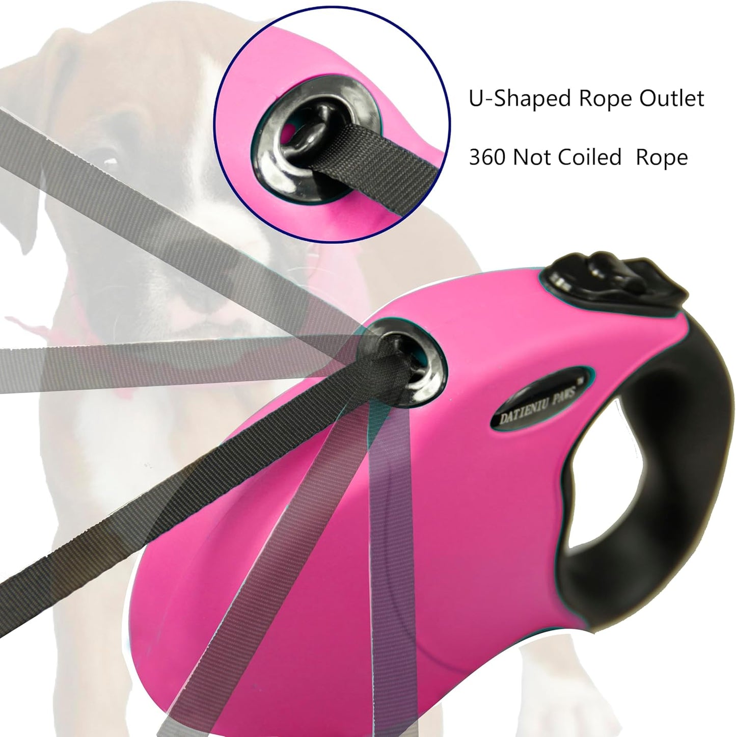 Retractable Dog Leash Hands-Free Adjustable Length 16ft with Safety Lock Durable Nylon Belt for Small Medium Large Dogs Easy Walk Training Portable Dog Leash Pink L