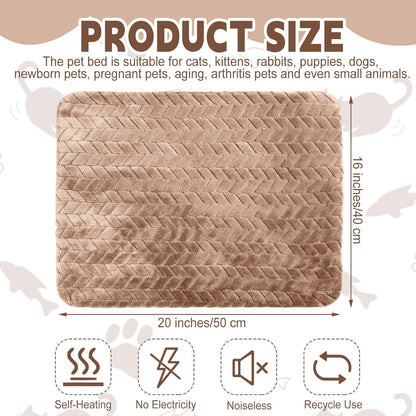 4 Pack Self Heating Cat Pad 16 x 20 Inch Self Warming Cat Bed Non Slip Warm Dog Pad Mat Washable Pet Kennel Crate Bed Mat for Indoor Outdoor Pets(Camel,16 x 20 Inch)