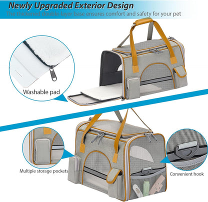 18x11x11 Inches Cat Carrier– Fits Pets Up to 16 lbs, Anti-Collapse Design, Multiple Storage Pockets, Cat Carrier Soft Ideal for Medium Cats, Puppy, Rabbits and Other Small Animals