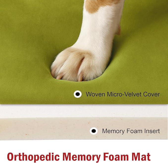 Majestic Pet Orthopedic Memory Foam Dog Crate Mat - Plush Pet Bed Pad for Crates & Kennels | USA Crafted | 48"x30" Villa Apple