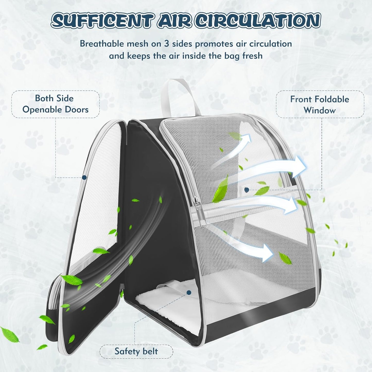 Cat Backpack Carrier, Pet Backpack Carrier Cats and Small Dogs, Collapsible Fully Ventilation Cat Backpack for Outdoors Hiking Camping Travel(up to 16.5lbs)