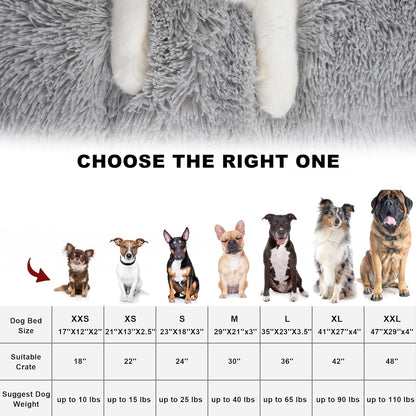 Bedfolks Waterproof Crate Bed, Plush Dog & Cat Kennel Pad with Removable Cover, Faux Fur, Washable, 21"x13", Solid Light Grey