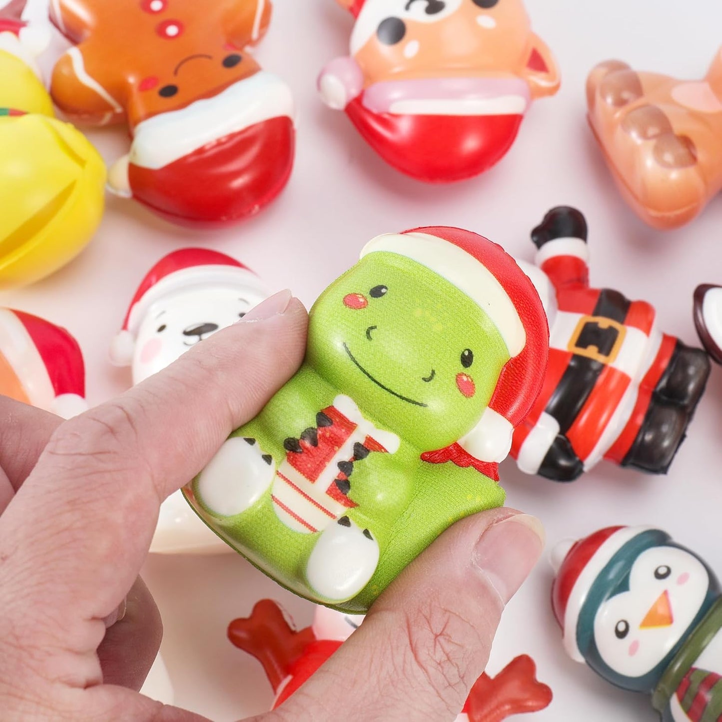 24PCS Christmas Squishy for Party Favors Gifts, Stress Relief Toys for Goodie Bags Pinata Fillers, Stocking Stuffer for Kids, Treasure Box Carnival for Prizes Rewards, Fidget Squeeze Advent Calendar