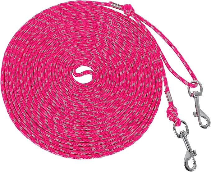 Reflective Cat Leash -50FT Cat Cable Out Escape Proof Walking Leads Yard Long Durable Safe Leash Traning Play Outdoor for Puppies/Kittens/Small Animals(Hotpink)