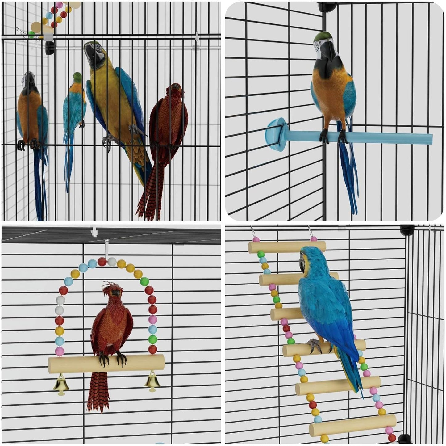 Extra Large Bird Cage, Black Parakeet Cages with Rolling Stand & Wheels, Wide Birdcage for Parrots Cockatiels Conure Budgie Canary Finch Lovebird
