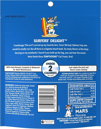 Temptations MixUps Surfer's Delight Flavor Crunchy and Soft Cat Treats, 6.3 oz. Pouch (Pack of 10)