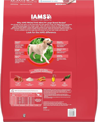 IAMS Proactive Health Large Breed Adult Dry Dog Food Lamb & Rice Recipe, 30 lb. Bag