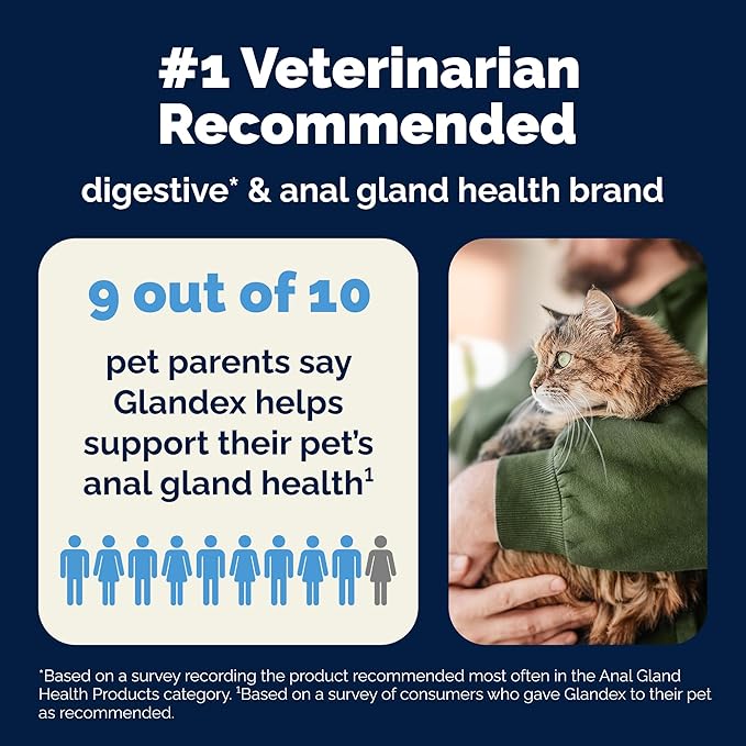 Vetnique Glandex Feline Anal Gland or Daily Probiotic Fiber Supplement Powder for Cats with Digestive Enzyme, Probiotics and Pumpkin, Vet Recommended for Healthy Bowels (4oz, Anal Gland Powder - Tuna)