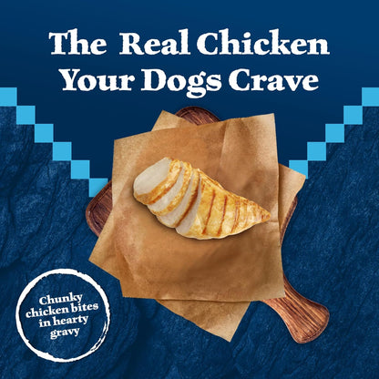 Blue Buffalo Wilderness Trail Toppers Wild Cuts Natural High-Protein Dog Wet Food, Chicken Bites in Hearty Gravy, 3-oz Pouch, 24 Count