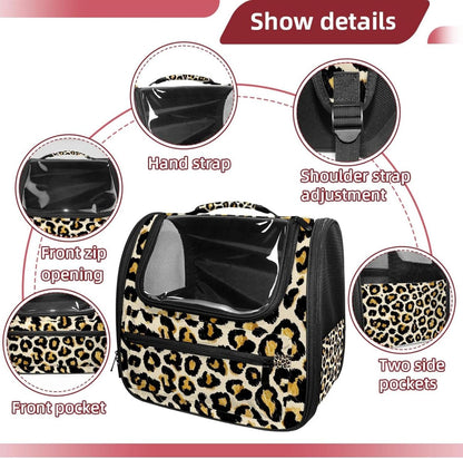 Modern Classic Leopard Print (1) Cat Backpack Carrier, Large Pet Backpack for Medium Small Dog Cat Puppy Kitty Bunny