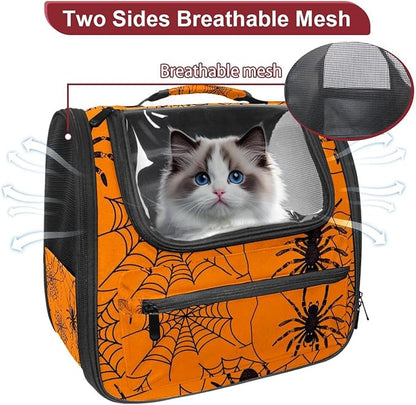 Spider Web 2 Cat Carriers Dog Carrier Pet Carrier with Locking Safety Zippers for Cats, Kitties, Puppies and Small Dogs
