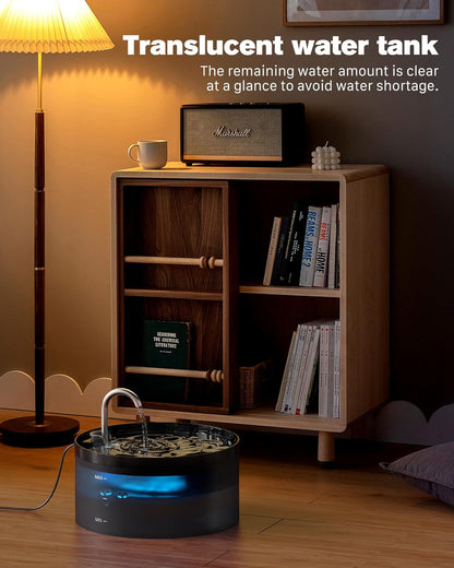 Cat Water Fountain: 108oz/3.2L Cat Fountain Super Silent Pet Drinking Dispenser - Water Fountains for Kitty Indoor - Quiet Pump and Faucet Design - Suitable for Cats and Dogs - BEMOONY