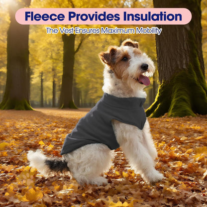 FUAMEY Dog Fleece Vest for Small Dogs,Warm Stretchy Dog Sweatshirts Pullover with Leash Hole Dogs Sweater Soft Pet Turtleneck Cozy Pet Vest Lightweight Sleeveless Grey S