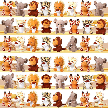 30 Pieces Small Stuffed Jungle Animals, Mini Stuffed Safari Animals Toys, 4.8 Inch Plush Lion Tiger, Elephant Giraffe Leopard Monkey for Baby Shower Safari Jungle Themed Party