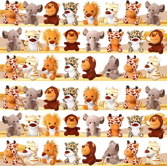 30 Pieces Small Stuffed Jungle Animals, Mini Stuffed Safari Animals Toys, 4.8 Inch Plush Lion Tiger, Elephant Giraffe Leopard Monkey for Baby Shower Safari Jungle Themed Party