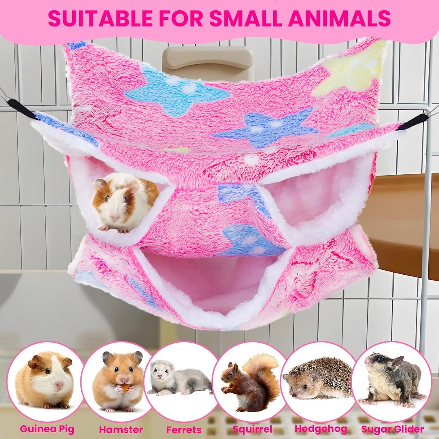 2 Pcs Guinea Pig Hammock, Rat Ferret Hamster Hanging Hammock Guinea Pig Accessories for Small Animals Chinchilla Parrot Sugar Glider Ferret Squirrel (11"×11")