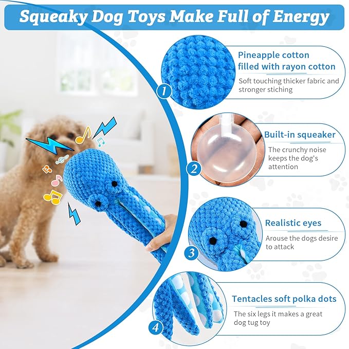 Dog Toys for Large Dogs：Squeaky Interactive Dog Toys with Soft Fabric for All Breed Sizes- Puppy Toys to Keep Them Busy