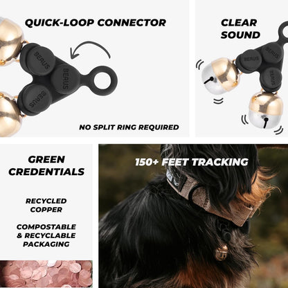 Beau's Bells V2 | Cat & Dog Collar Bells with New Quick Loop Easy Release Clip | Handmade Copper | Track Your Pet | Protect Wildlife