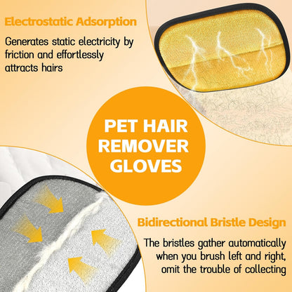 Pet Hair Remover Gloves for Cats & Dogs, 2025 Upgraded Electrostatic Grooming Gloves – Reusable Pet Hair Remover Tool for Couch Carpet Car Seat & Clothing, Easy to Clean (2Pcs)