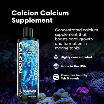 Brightwell Aquatics Calcion - Concentrated Ionic Calcium Supplement for Reef & Saltwater Aquariums Supports Coral Growth Aragonite Formation No Phosphate, 1L