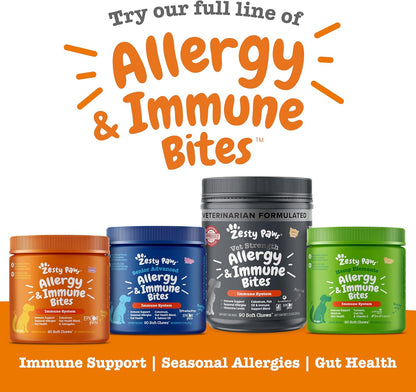 Zesty Paws Dog Allergy Relief Chews, Dog Probiotics for Itchy Skin and Ears, Salmon, 90ct