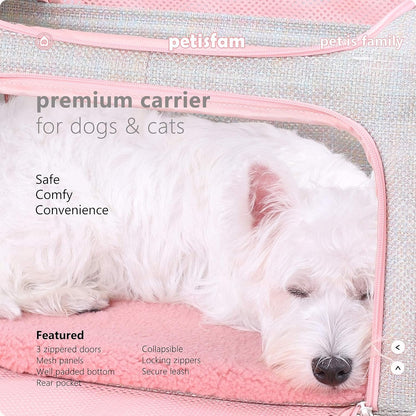 petisfam Soft Cute Travel Pet Carrier Bag for Medium Cats, Kitty and Puppy, Fantasy Pink, M