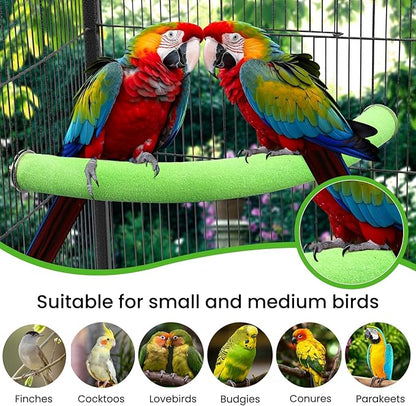 U Shape Parrot Perch Stand Toy Bird Platform Sand Paw Grinding Clean Stick Exercise Conure Budgie Cockatiel Cage Accessories (Green Corner Medium)