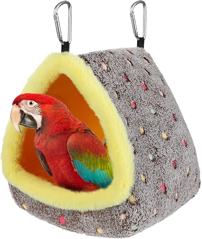 MEWTOGO Large Warm Bird Nest House - Cozy Bird Bed for Cage with Mat, Hanging Hammock Shed Hideaway Hut for Macaw African Grey Amazon Parrots