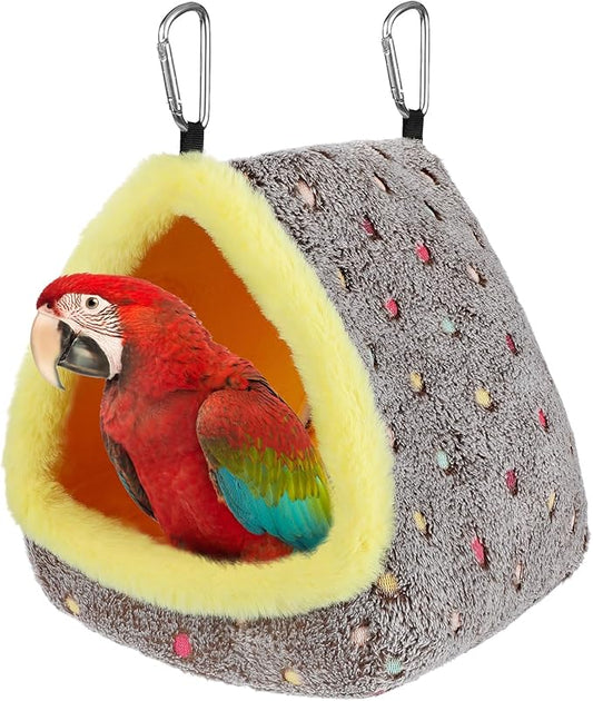 MEWTOGO Large Warm Bird Nest House - Cozy Bird Bed for Cage with Mat, Hanging Hammock Shed Hideaway Hut for Macaw African Grey Amazon Parrots