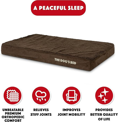 The Dog’s Bed Orthopedic Memory Foam Dog Bed, Large Brown Plush, Pain Relief for Arthritis, Hip & Elbow Dysplasia, Post Surgery, Lameness, Supportive, Calming, Waterproof Washable Cover