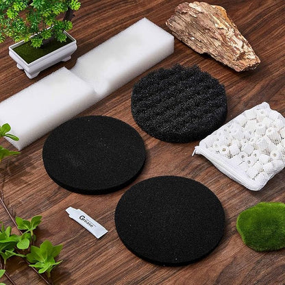 9 Pcs Replacement Filter Media Kit Compatible with Fluval Fx4/fx5/fx6 Aquarium Filters Including Biological-Foam Pads, Biological-Foam Block, Media, Carbon Foam Pad, Silicone Lube