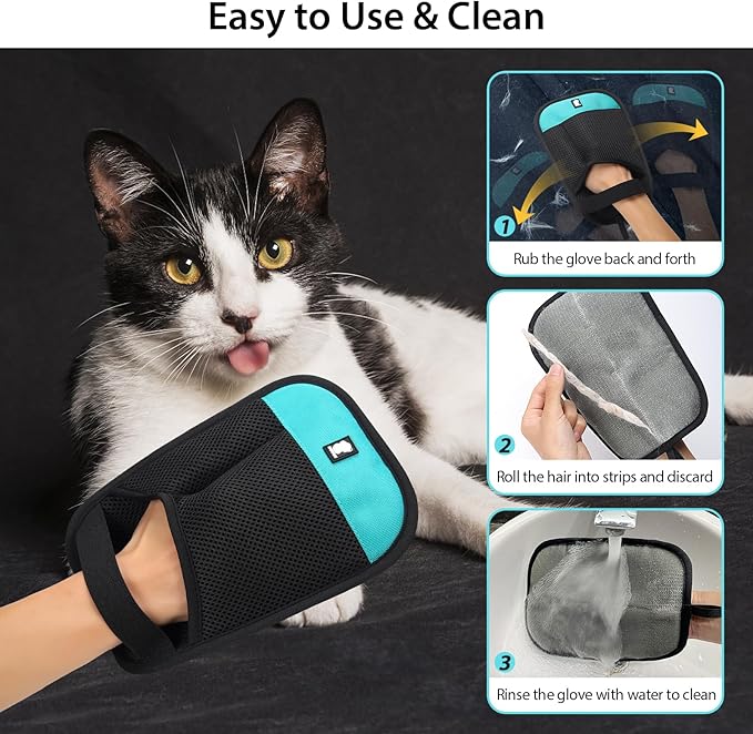 Dotoner Pet Hair Removal Glove Pet Hair Remover for Dogs & Cats Comfortable Fit Durable Pet Grooming Glove Easy to Use Pet Hair Mitt for Furniture Car and Home