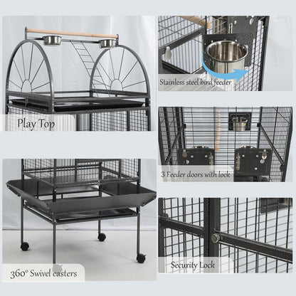 69-inch Large Bird Cage with Stand, Flight Cages for Parakeets & Play Top & Birdcage Cover for African Grey Quaker Amazon Cockatiel Sun Parakeet Green Cheek Conure Lovebird Eclectus Parrot