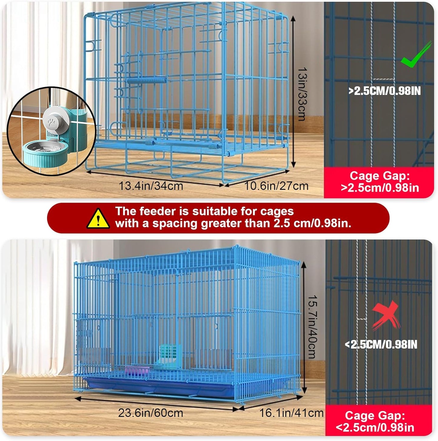Hanging Automatic Food Feeder and Water Dispenser Bunny Gravity Feeding Station Waterer Set Self-Dispensing Feeder for Rabbit,Ferret,Guinea Pigs Chinchillas Hedgehog