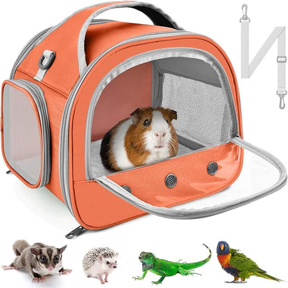 Bissap Bearded Dragon Travel Carrier, Portable Guinea Pig Carrier Bag Tortoise Carrier Pouch for Bunny Hamster Chinchilla Hedgehog Lizard Bird Outgoing Reptile Travel Carrying Case - Orange