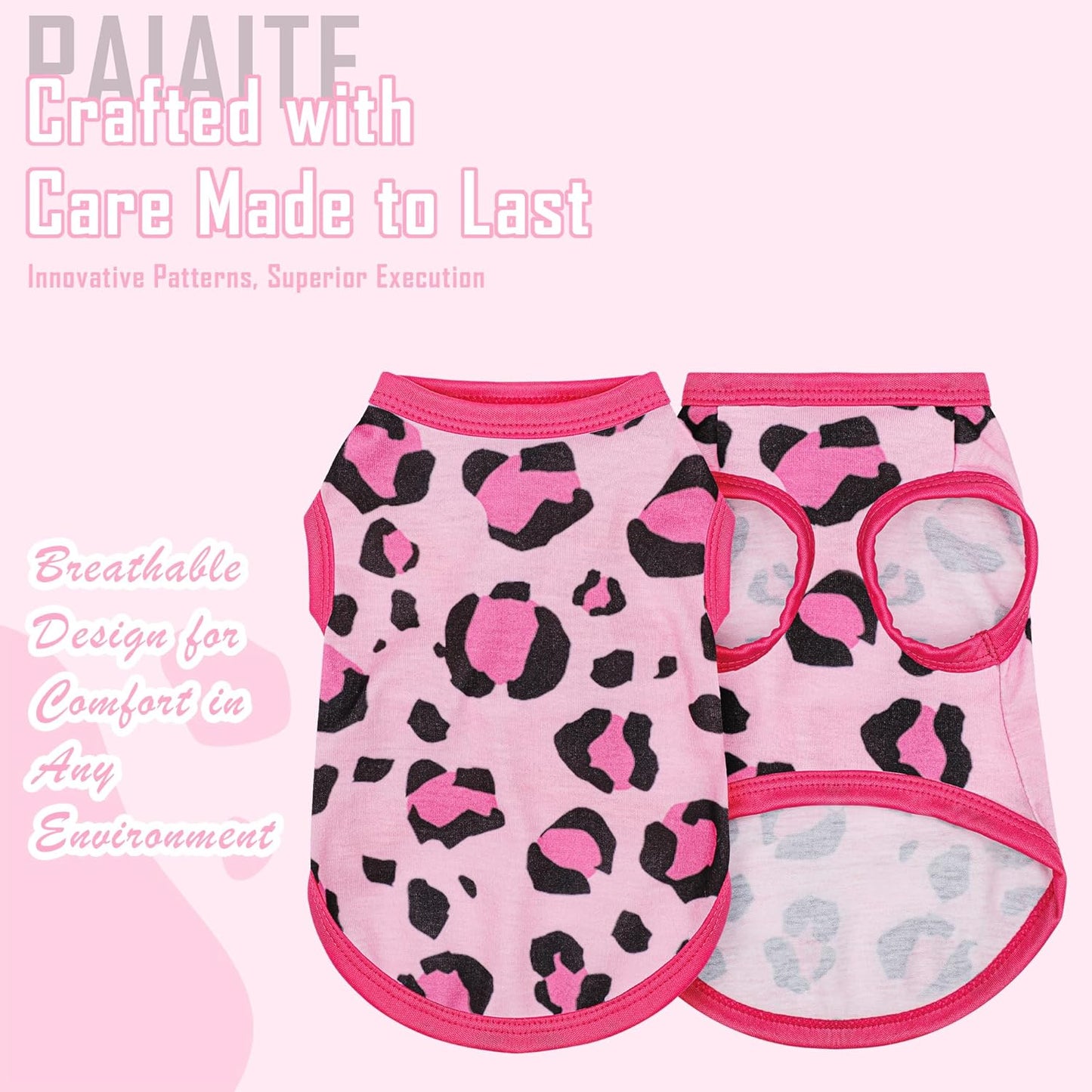 Adorable Pink Leopard Dog Shirt: Lightweight Polyester Cartoon Puppy Vest, Small Medium & Large Dog T-Shirt, Summer Pet Clothes, Cute Dog Apparel, Breathable Dog Tank Top 3XL