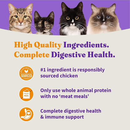 Halo Holistic Cage Free Chicken Cat Food, Grain Free Dry Cat Food, For Healthy Weight Support, Kibble for Indoor Cats, 10 lb Bag