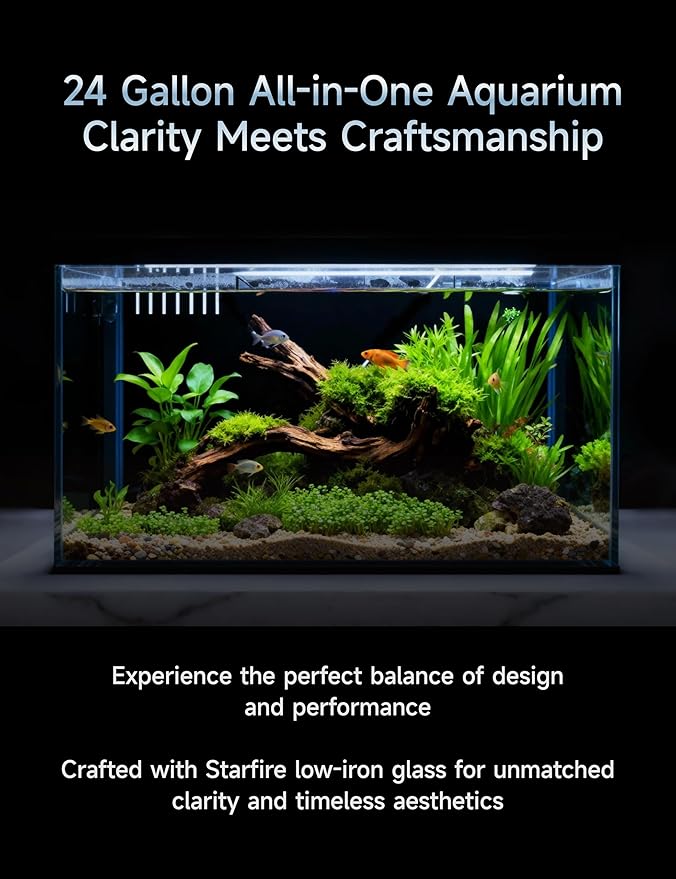 24 Gallon All in One Aquarium, Starfire/Low Iron Glass, Return Pump Included, Ready to get Wet!